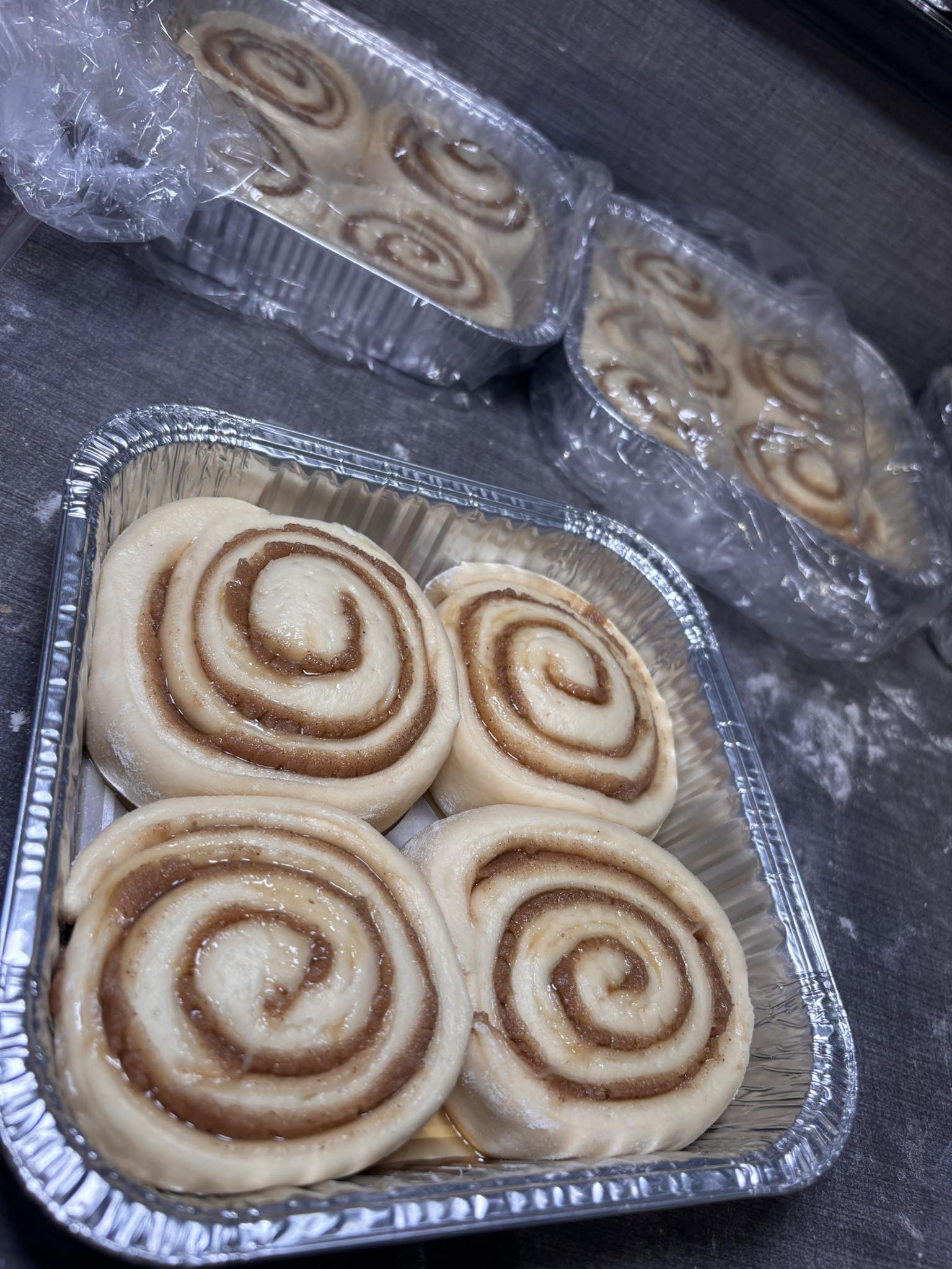 Unbaked sourdough cinnamon rolls ready to proof